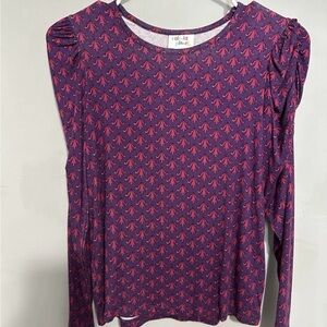 Girls LS Purple Cinched Blouse size L